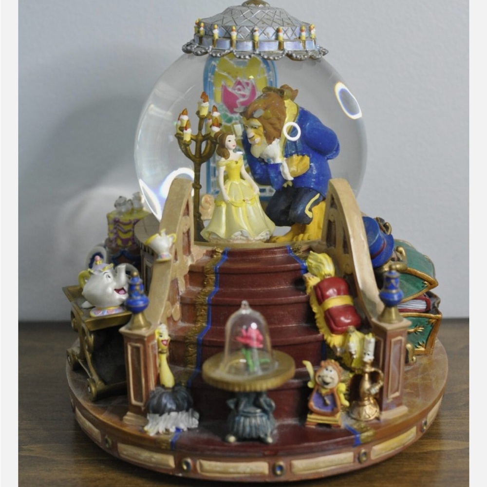 Disney Beauty and the Beast Snow Globe with Blue and Yellow Accents